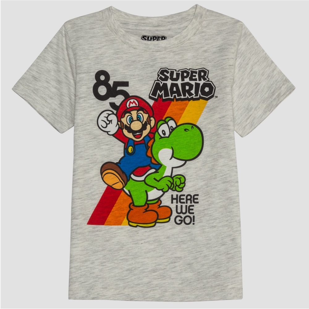 Toddler Boys' Super Mario Short Sleeve Graphic T-Shirt -Gray/Beige 18M NWT